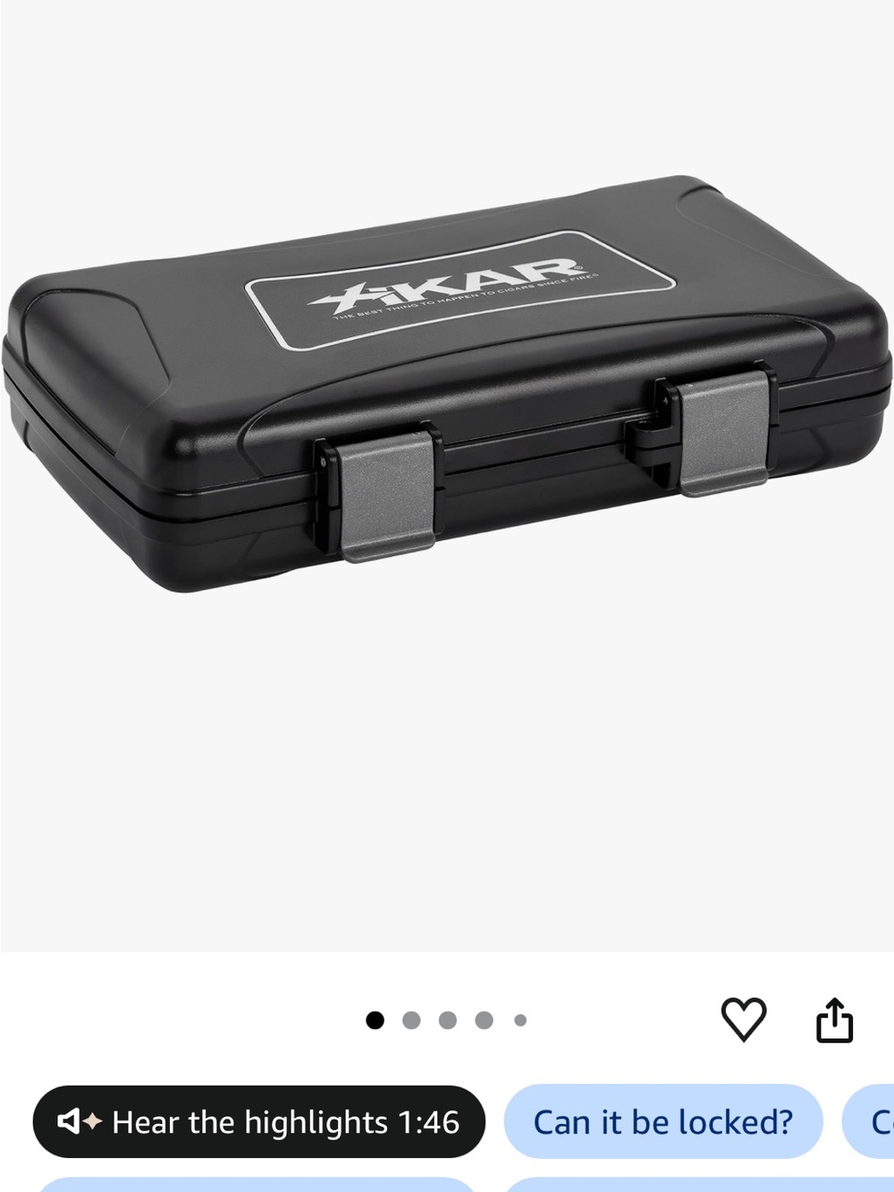 Xikar Black Hard Cigar Case with cigar cutter - Picture 3 of 4